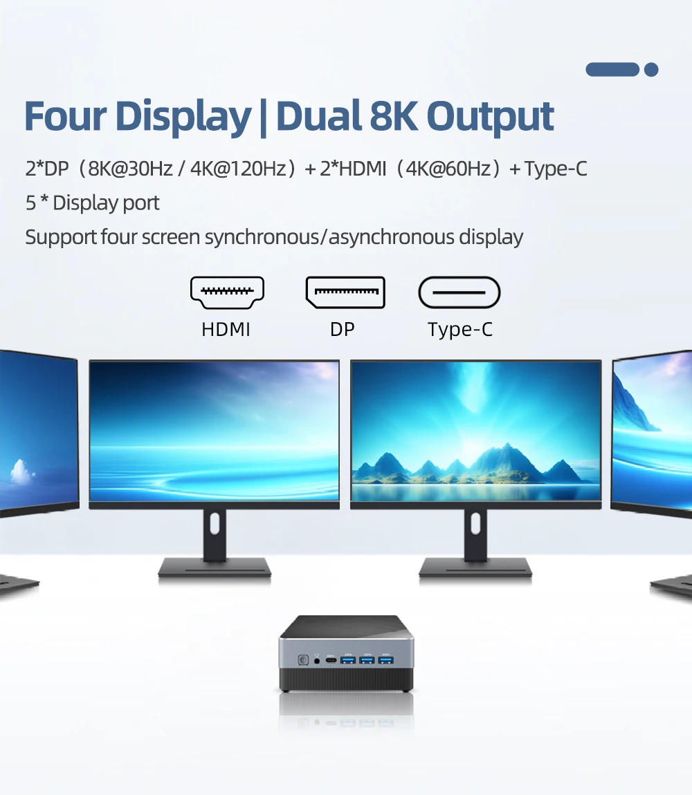 TexHoo Mini PC Computer Gaming AMD Ryzen7 5700U R5 4500U Intel Core i5 1335U CPU NUC Office DDR4 DDR5 NVMe WIFI6 - Image 5