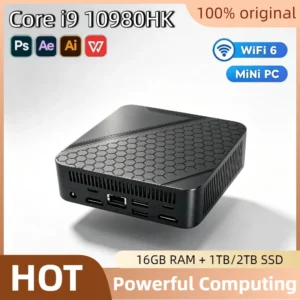 2026 Intel Core i9 10980HK Portable Mini PC 16GB DDR4 M.2 NVMe SSD Triple 4K WiFi6 Silent Cooling Office Home Desktop Computer