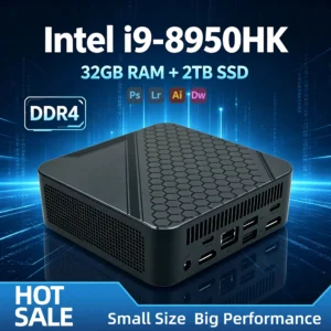 2026 Mini PC Intel i9 8950HK 2.9 4.8GHz 16GB DDR4 M.2 NVMe SSD 3x4K@60Hz WiFi6 Silent Cooling Office Desktop