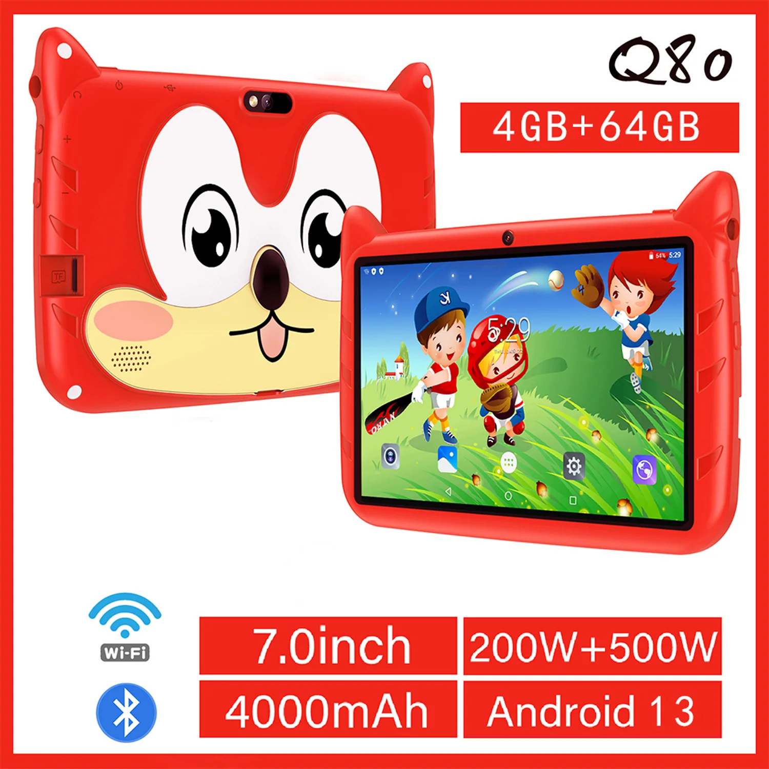 New 5G WiFi 7 Inch Study Education Kids Tablet Quad Core 4GB RAM 64GB ROM Dual Cameras Children's Gift Tablet Pc Android 13