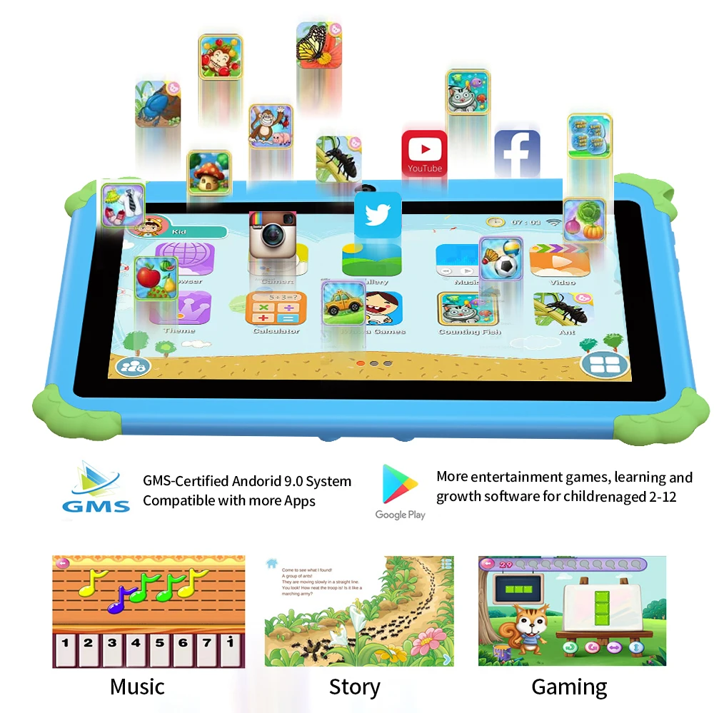 New 7.0-inch Kids Tablet Android 4GB RAM, 64GB ROM, 1TB expansion support for Google Bluetooth children's software, Android 9 - Image 6