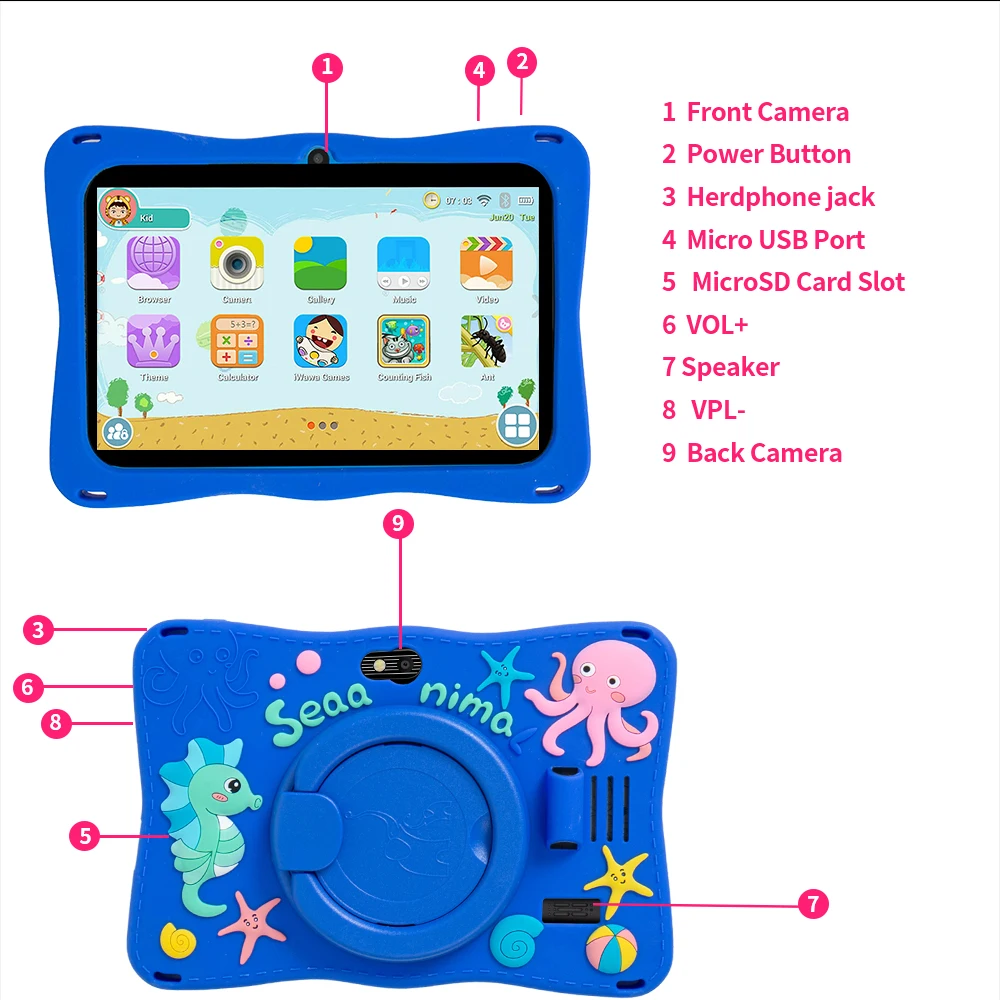 New 7.0 Inch WiFi Kids 3G Tablets 4GB RAM 64GB ROM Android Learning Education Games Tablet Children's Gifts - Image 3