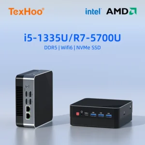 TexHoo Mini PC Computer Gaming AMD Ryzen7 5700U R5 4500U Intel Core i5 1335U CPU NUC Office DDR4 DDR5 NVMe WIFI6