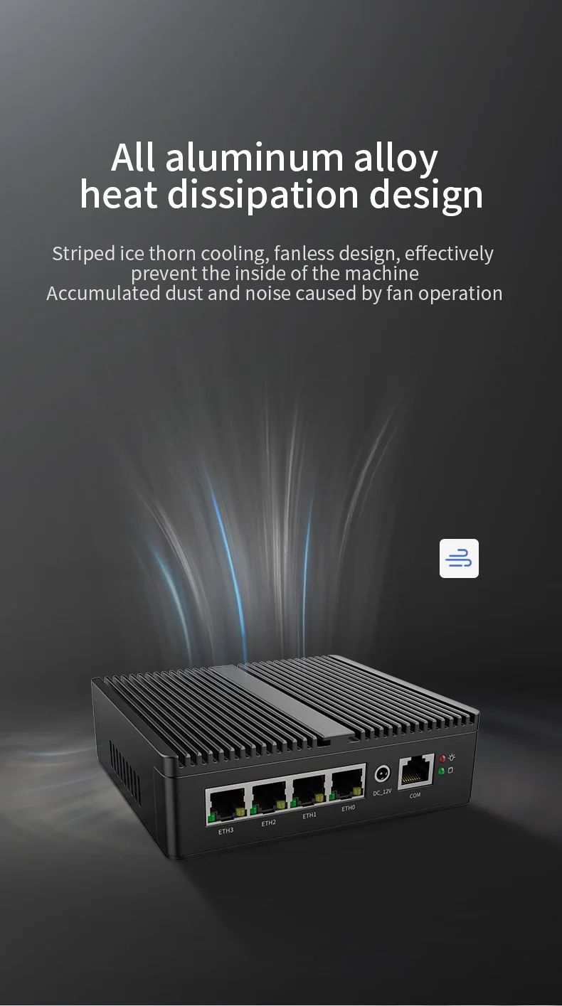 Fanless Mini Firewall PC 4x Intel I226 2.5G LAN Celeron J5005 J6412 7305 Compact Industrial Computer Home Theater Office PC 4G - Image 4