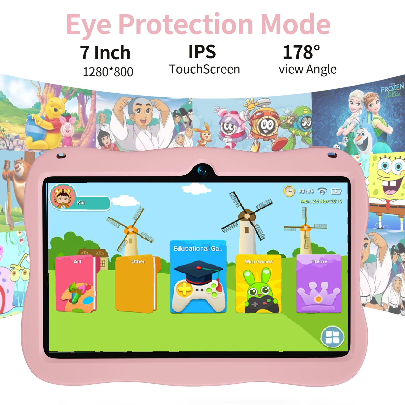 7.0 Inch Tablet PC Quad Core 4GB RAM 64GB ROM Children's best Gifts Android 12 Kids Game Educational Learning Tablets - Image 6