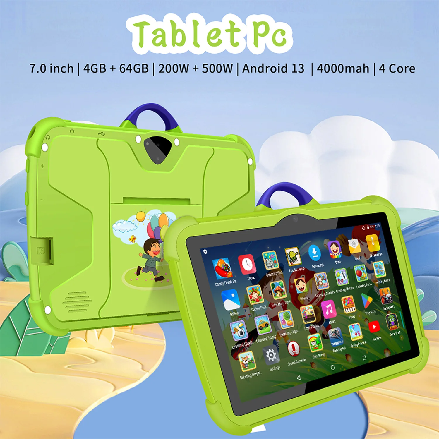New 5G WIFI 7 Inch Android Kids Tablets Quad Core 4GB RAM 64GB ROM Dual BOW Cameras Cheap And Simple Children's Gifts Tablet PC - Image 2