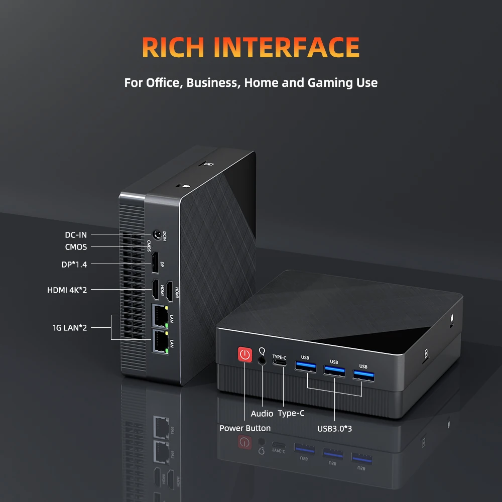TexHoo AMD R5 5500U Mini PC 6-core 12-thread 16/32GB DDR4 512GB/1TB SSD WIFi5 Mini Computer PC Mini Desktop - Image 2