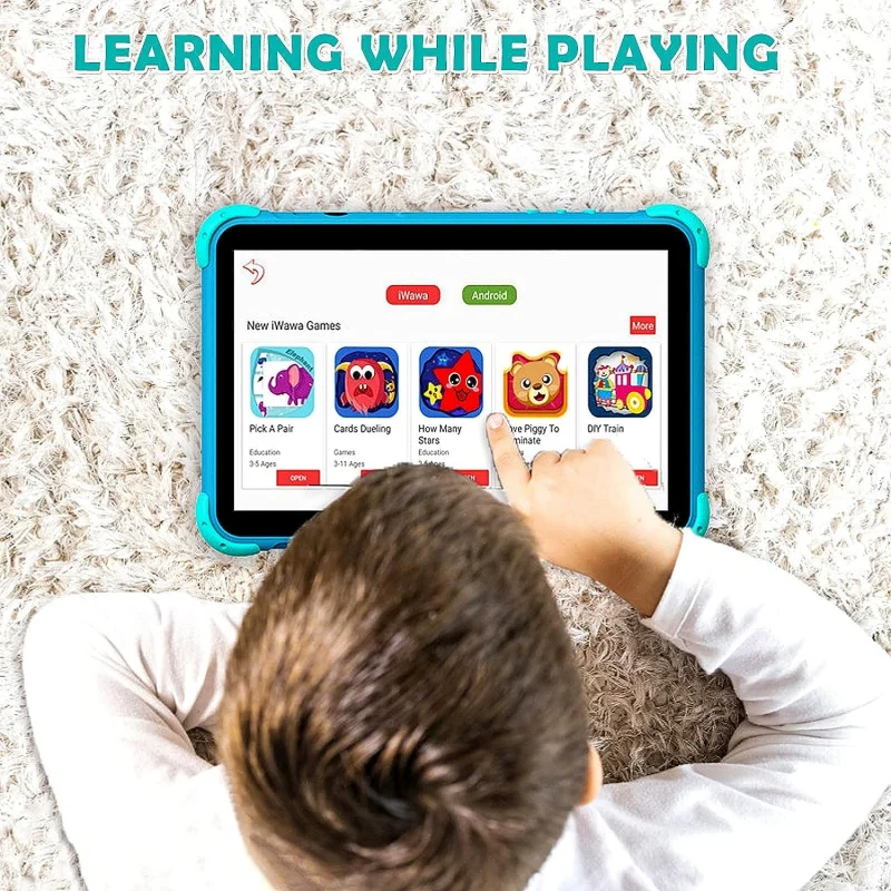 Gift Silicone Case Google Play 7'' E98 Android 10.0 Kids Netbook Quad Core 1GB RAM 16GB ROM 1024*600IPS Allwinner A133 Tablet PC - Image 4