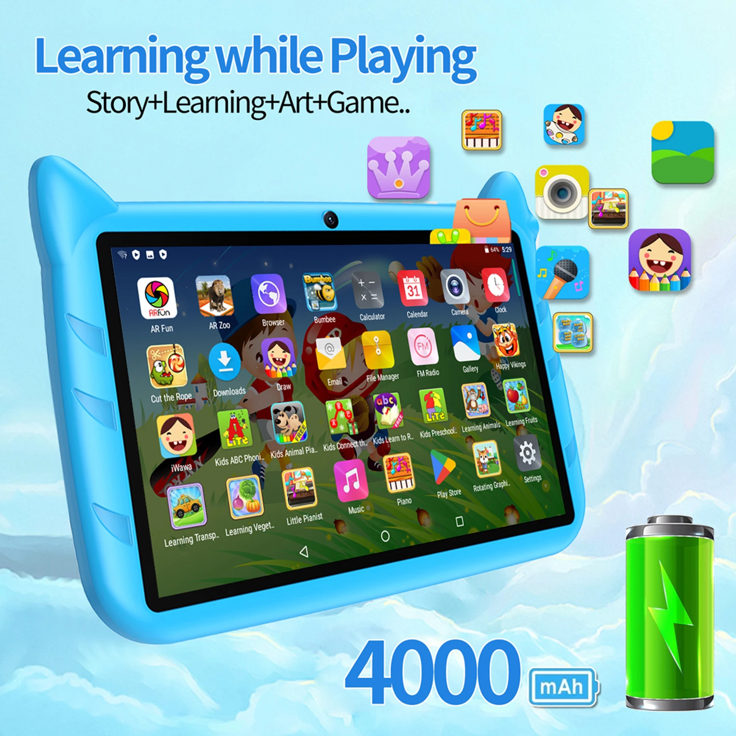 New 7 Inch 5G WiFi Kids Tablets For Study Education Android 13 Quad Core Google Play Children's Gift Tablet PC 4GB RAM 64GB ROM - Image 4