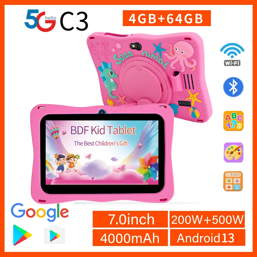 New Kids Tablet 7 Inch Quad Core Android 4GB/64GB Google Play WiFi Bluetooth Cheap And Simple Children's favorite gift Tablet Pc