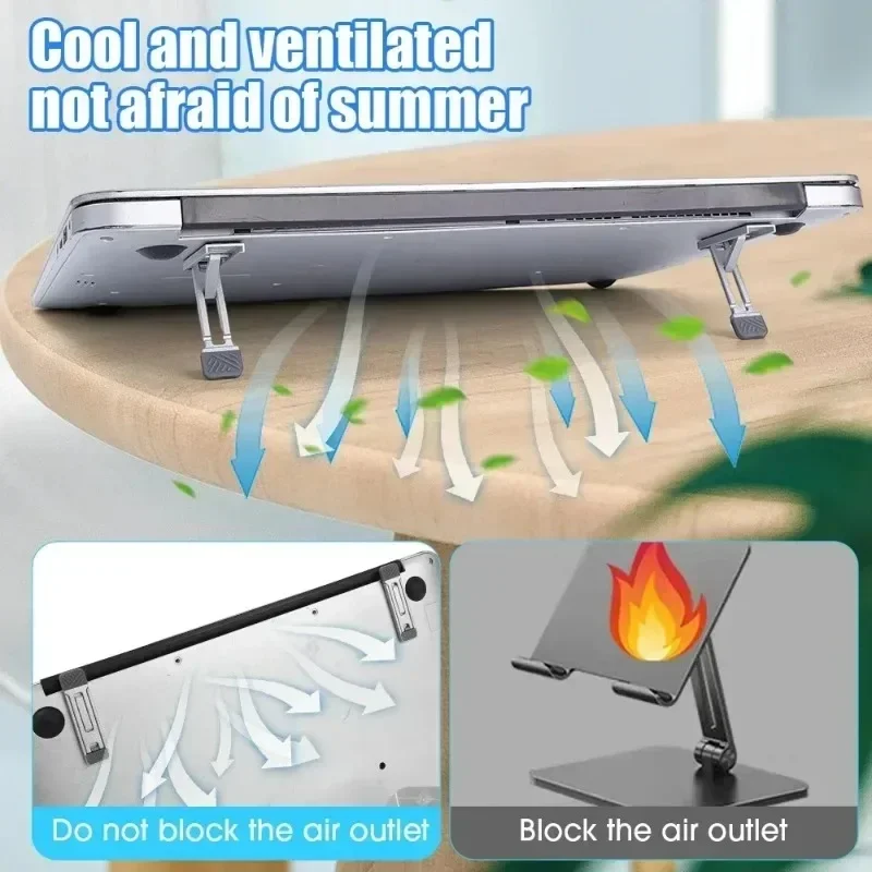 Portable Laptop Stand Aluminum Alloy Mini Folding Holder 3 Height Adjustment Notebook Bracket Accessories for Macbook Cell Phone - Image 3