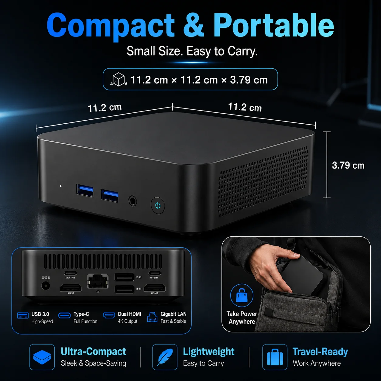 MINI PC: Windows 11, Intel Core i9-10980HK/Intel N150, 16GB RAM, 1TB SSD, Wi-Fi 6, Bluetooth 5.2, Mini PC for Office, and Study - Image 2