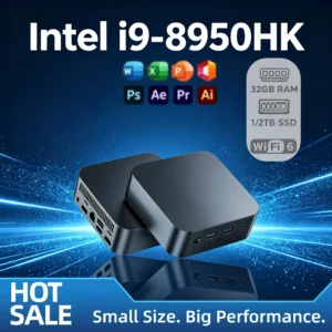 Intel Core i9 8950HK Mini PC 6C12T 2.9 4.8GHz 12MB 45W 16GB 1TB 2TB SSD M.2 WiFi6 BT5.2 Low Power Desktop Pro Max
