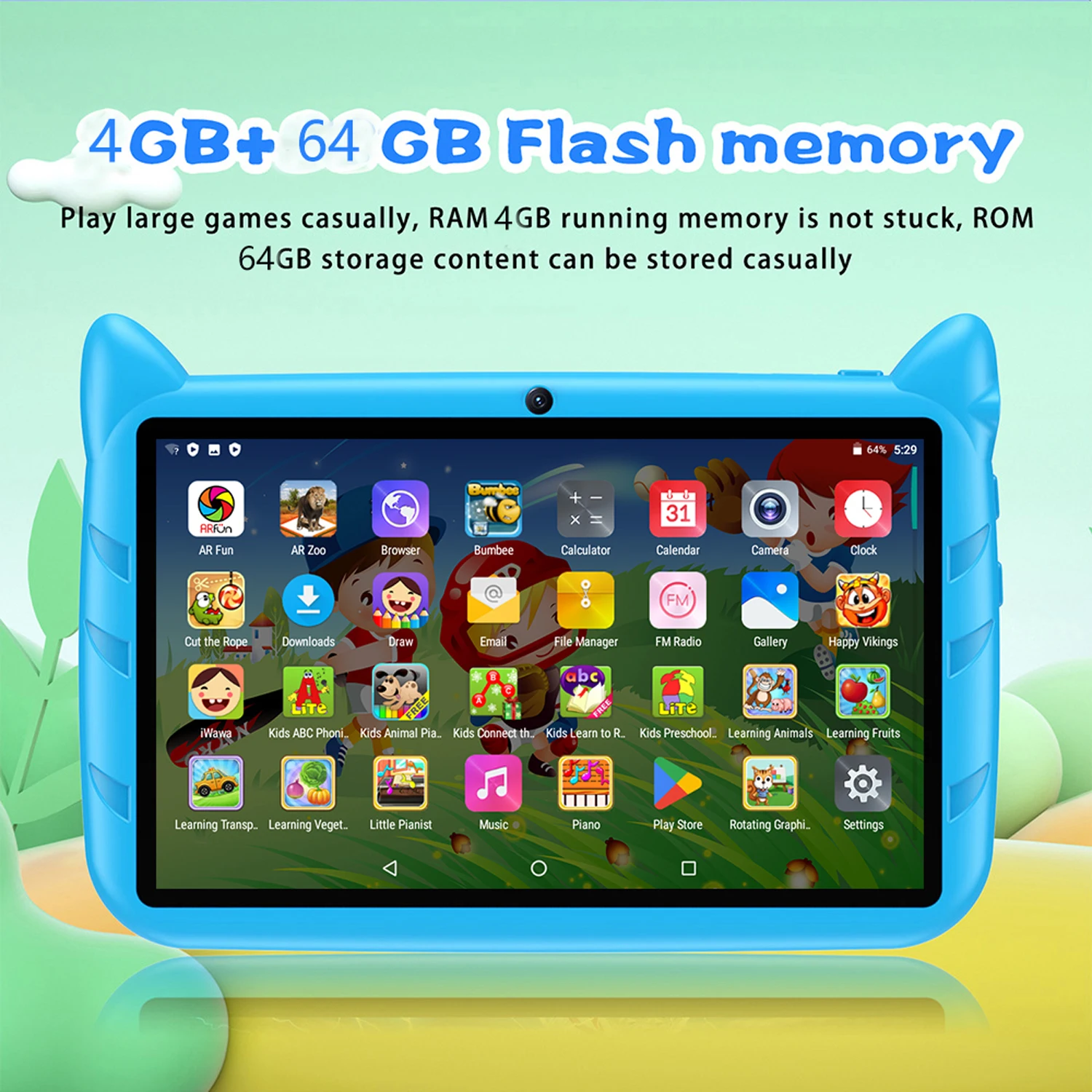 New 7 Inch 5G WiFi Kids Tablets For Study Education Android 13 Quad Core Google Play Children's Gift Tablet PC 4GB RAM 64GB ROM - Image 3