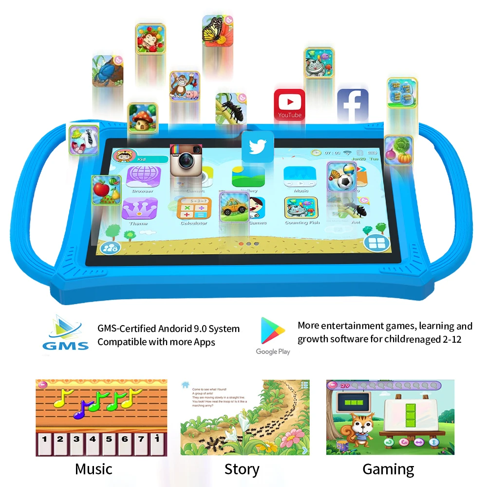 Kids Tablet 7.0 Inch Android 12 Quad Core 4GB RAM+64GB ROM 4500mAh Dual Camera WiFi Parental Control - Image 5