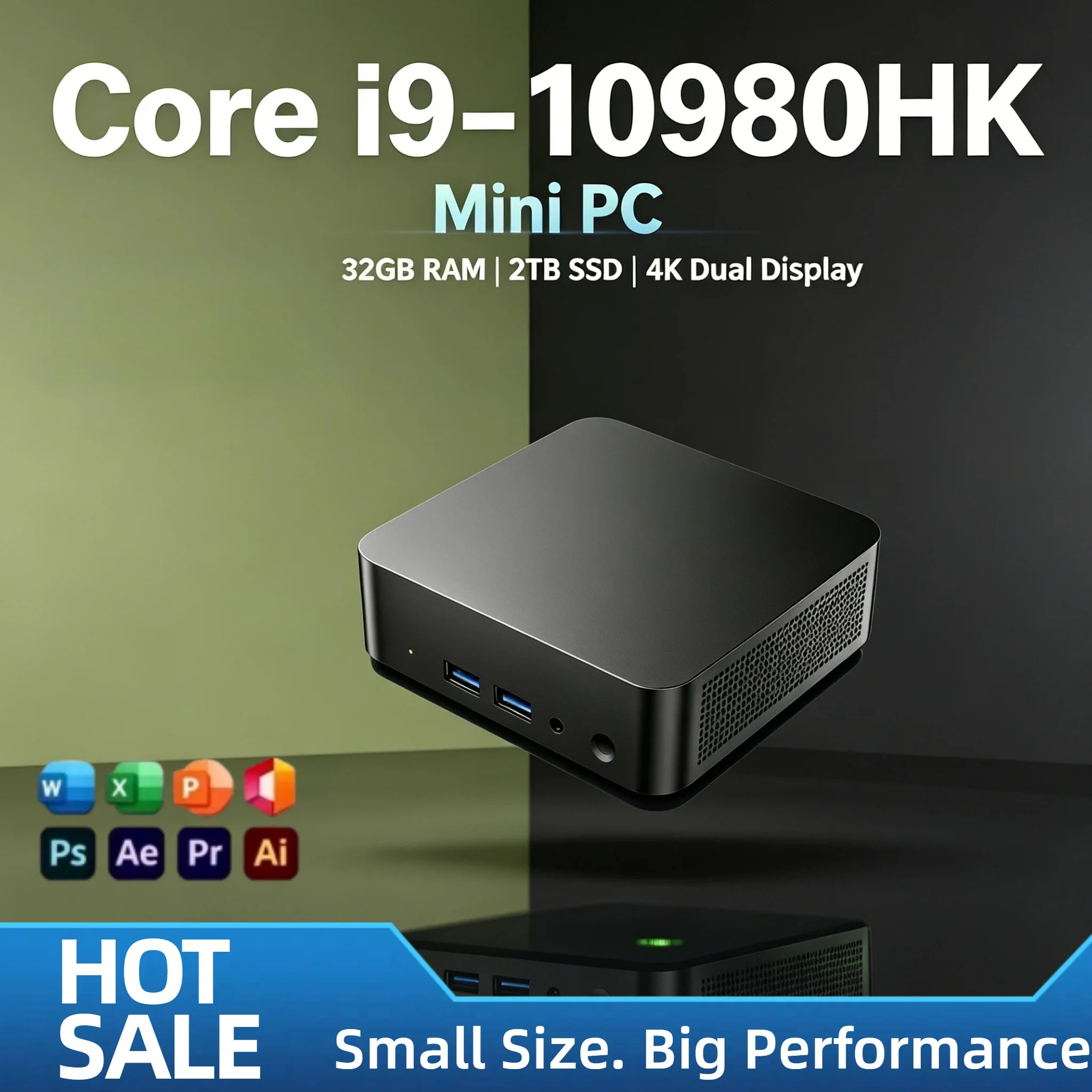 MINI PC Intel Core i9 10980HK 8 Core 16 Thread 16GB RAM 1TB 2TB SSD WIFI6 BT5.2 4K HD Gaming Office Study Pro Unit
