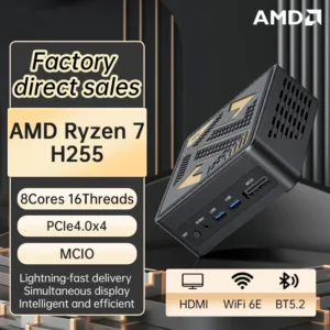 New AMD Ryzen 7 H255 Gaming Mini PC 16G/24G LPDDR5 HD DP USB4.0 Dual 2.5G LAN RJ45 Desktop AI Computer Windows 11 WiFi6E BT5.2